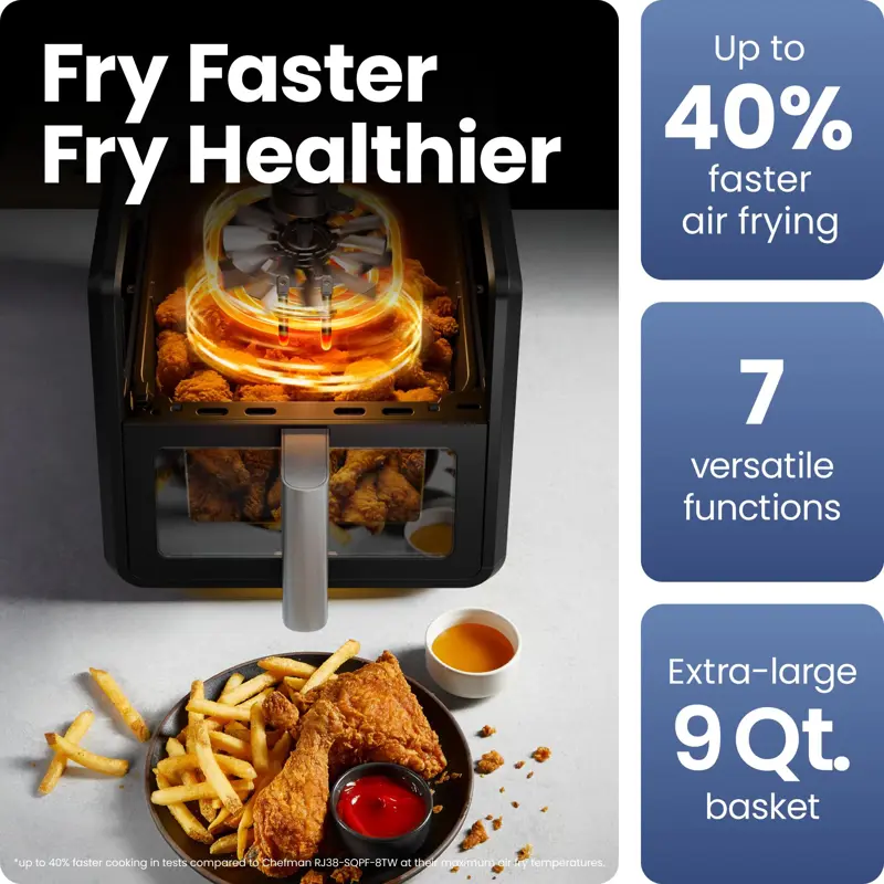 Freidora Chefman TurboFry 9 Qt 7 en 1 1750W 9 Quarts