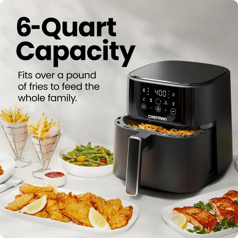 Freidora Chefman TurboFry Touch 6 Quart Negra