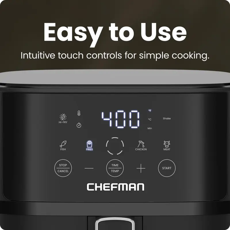 Freidora Chefman TurboFry Touch 6 Quart Negra