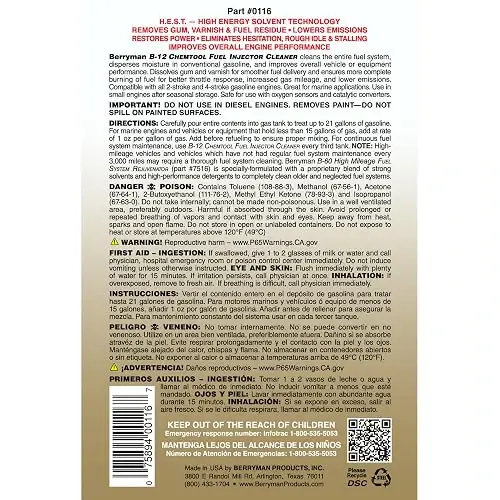 Berryman B12 Chemtool Limpiador Carburador Combustible 12u