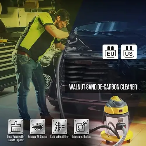 Limpiador de Carbono por Chorro de Arena de Nuez