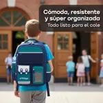 Mochila Escolar Infantil 24L Waggs Multibolsillo Impermeable Azul