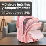 Mochila Escolar Infantil 24L Waggs Multibolsillo Impermeable Azul