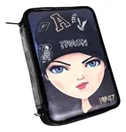 Cartuchera De 47 Street 2 Pisos En Pvc Negro 47 Street