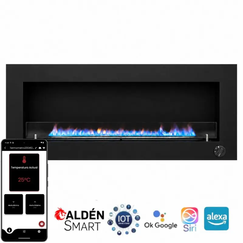 Chimenea moderna Calden Paris TB embutir 120 cm con Termostato Smart