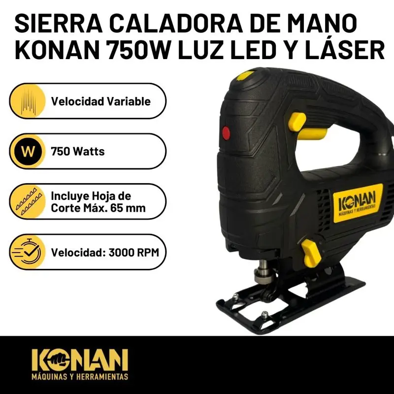 Sierra Caladora Konan Led 750w Vel Variable Pendular 3 Hojas
