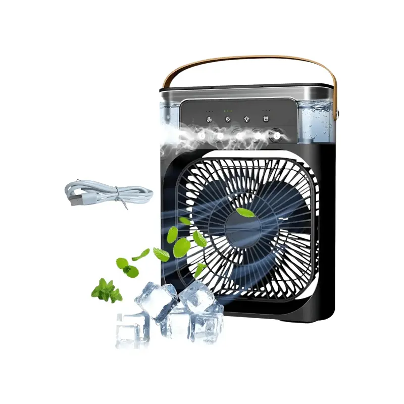 Humidificador Mini Ventilador y Cooler 3 Velocidades Luz LED
