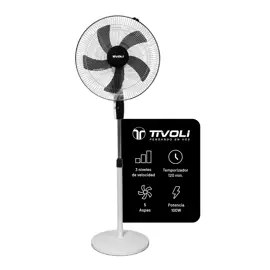 Ventilador De Pie 20 Pulgadas Oscilante Con 5 Palas  Color Blanco Y Negro