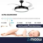 Ventilador De Techo Retractil Midow 1220mm Luz 3 Modos 6 Vel