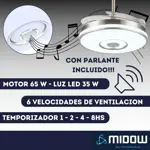 Ventilador De Techo Retractil Midow 1220mm Luz 3 Modos 6 Vel