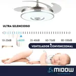 Ventilador De Techo Retractil Midow 1220mm Luz 3 Modos 6 Vel