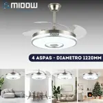 Ventilador De Techo Retractil Midow 1220mm Luz 3 Modos 6 Vel