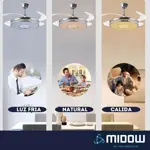 Ventilador De Techo Retractil Midow 1220mm Luz 3 Modos 6 Vel