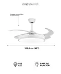 Ventilador De Techo GADNIC Retráctil Luz LED Con Control Remoto Blanco