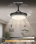 Ventilador De Techo GADNIC Retráctil Luz LED Control Remoto Negro