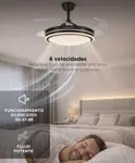 Ventilador De Techo GADNIC Retráctil Luz LED Control Remoto Negro