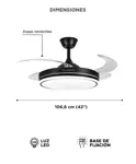 Ventilador De Techo GADNIC Retráctil Luz LED Control Remoto Negro