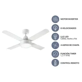 Ventilador De Techo Inverter Blanco...
