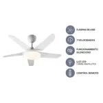 "Ventilador de Techo Blanco 5 aspas Control Remoto 42"" Codini - VTIAB42AB