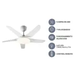"Ventilador de Techo Blanco 5 aspas Control Remoto 42"" Codini - VTIAB42AB