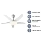 "Ventilador de Techo Blanco 5 aspas Control Remoto 42"" Codini - VTIAB42AB