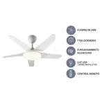 "Ventilador de Techo Blanco 5 aspas Control Remoto 42"" Codini - VTIAB42AB