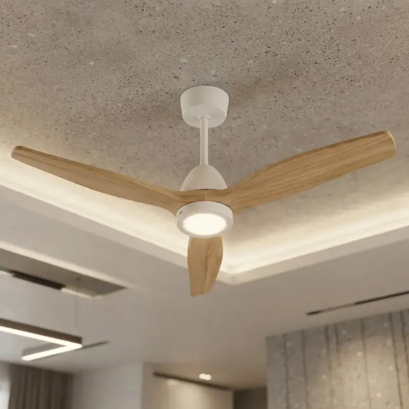 Ventilador Techo Everest Nórdico EV 090L CR Madera Luz Led