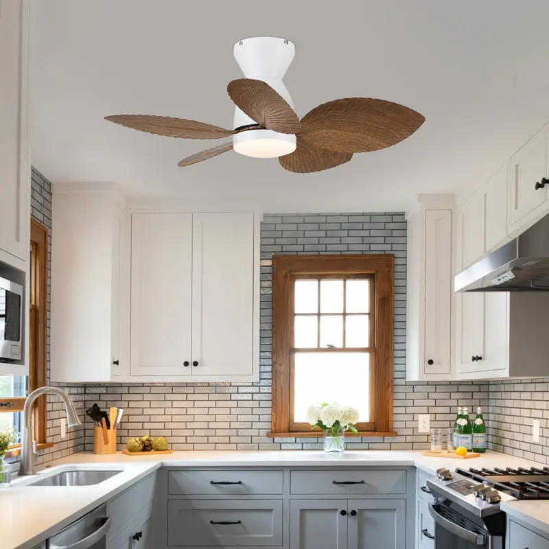 Ventilador Techo Kviflon 30 Pulgadas Hoja Palma Luz Control