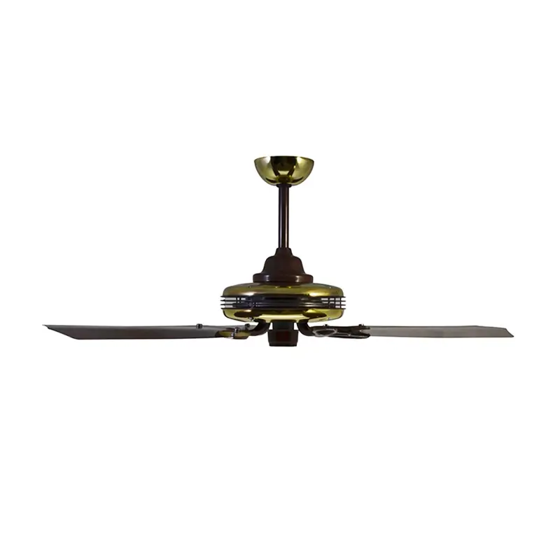Ventilador de Techo Madera Wengue Dorado con Palas Tipo Aceituna con Control Remoto
