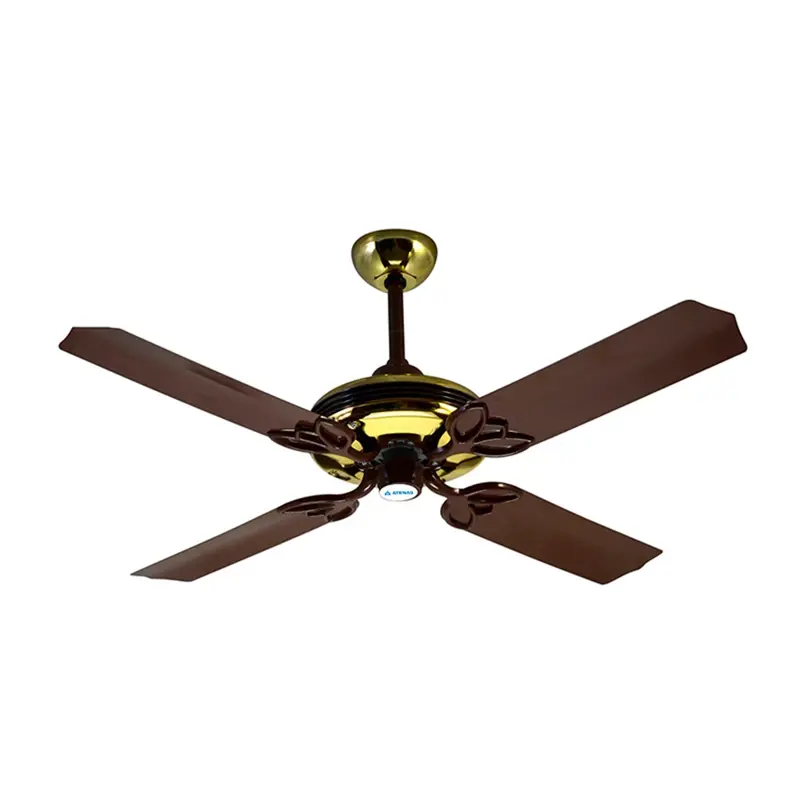 Ventilador de Techo Madera Wengue Dorado con Palas Tipo Aceituna con Control Remoto