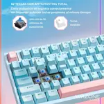 Teclado gamer mecánico 75% Celeste RGB Aimzone AZ505