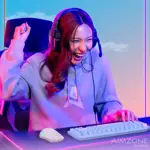 Teclado gamer mecánico 75% Celeste RGB Aimzone AZ505