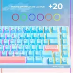 Teclado gamer mecánico 75% Celeste RGB Aimzone AZ505