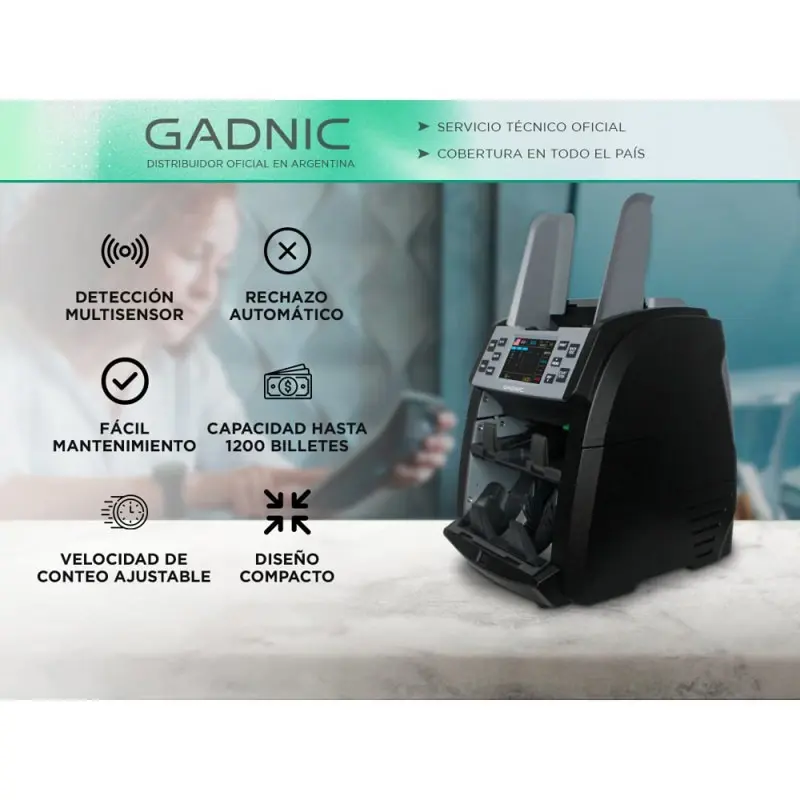 Contadora de Billetes Gadnic 1000min UV IR MG CIS Compacta