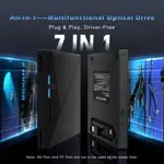 Unidad Blu Ray externa Wbacon 7 en 1 con grabador 4k USB 3.0 tipo C