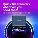 SSD portátil Crucial X10 de 1 TB USB 3.2 USB-C azul