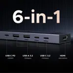 Hub USB-C UGREEN Revodok Pro 6 en 1, 10 Gbps, HDMI 4K, 60 Hz, 100 W