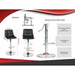 Banqueta Alta X2 Taburete Desayunador Sillon Barra Bar Pana negro