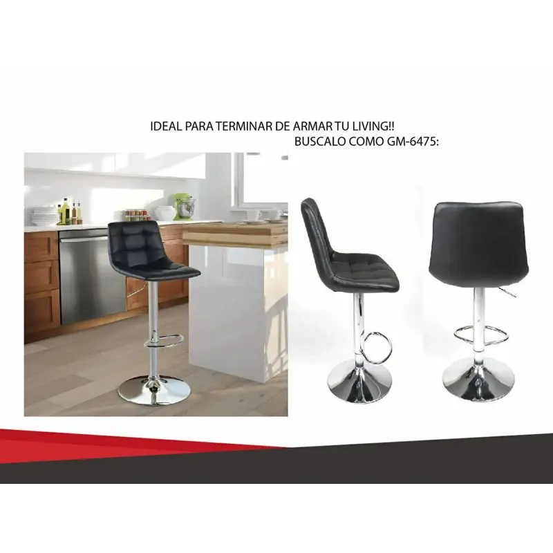 Banqueta Alta X2 Taburete Desayunador Sillon Barra Bar Pana negro