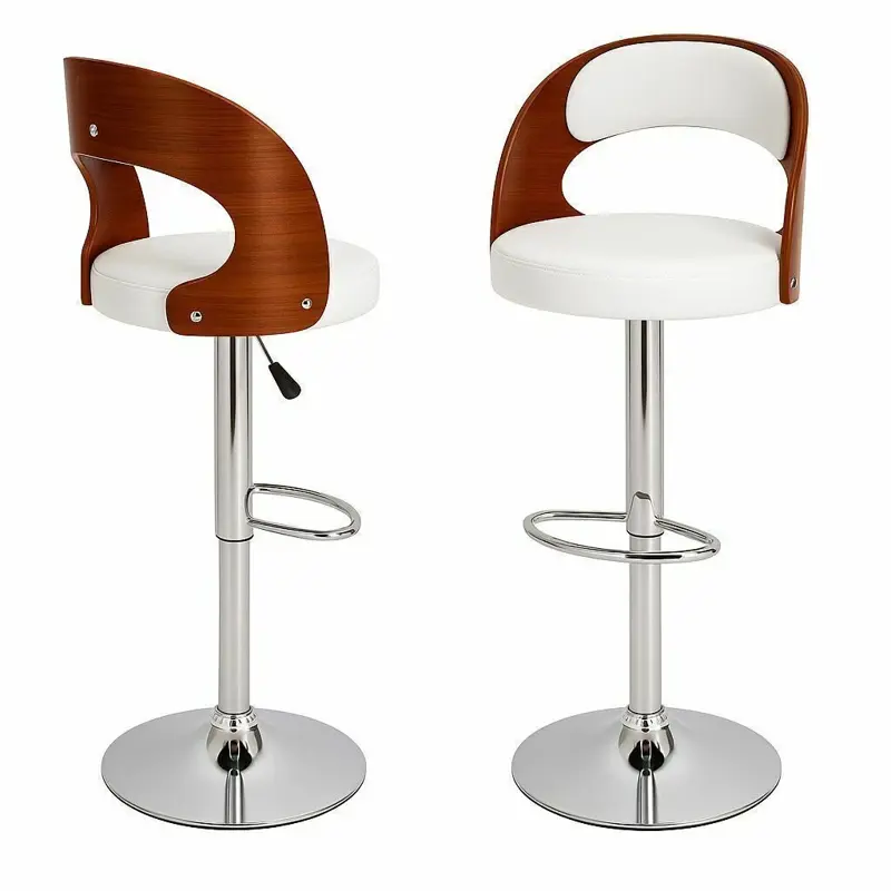 Banqueta Alta X2 Taburete Desayunador Madera Sillon Barra blanco