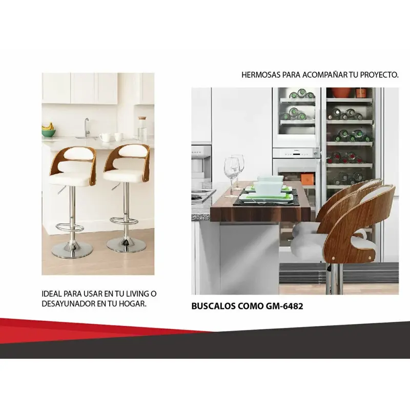 Banqueta Alta X2 Taburete Desayunador Madera Sillon Barra blanco