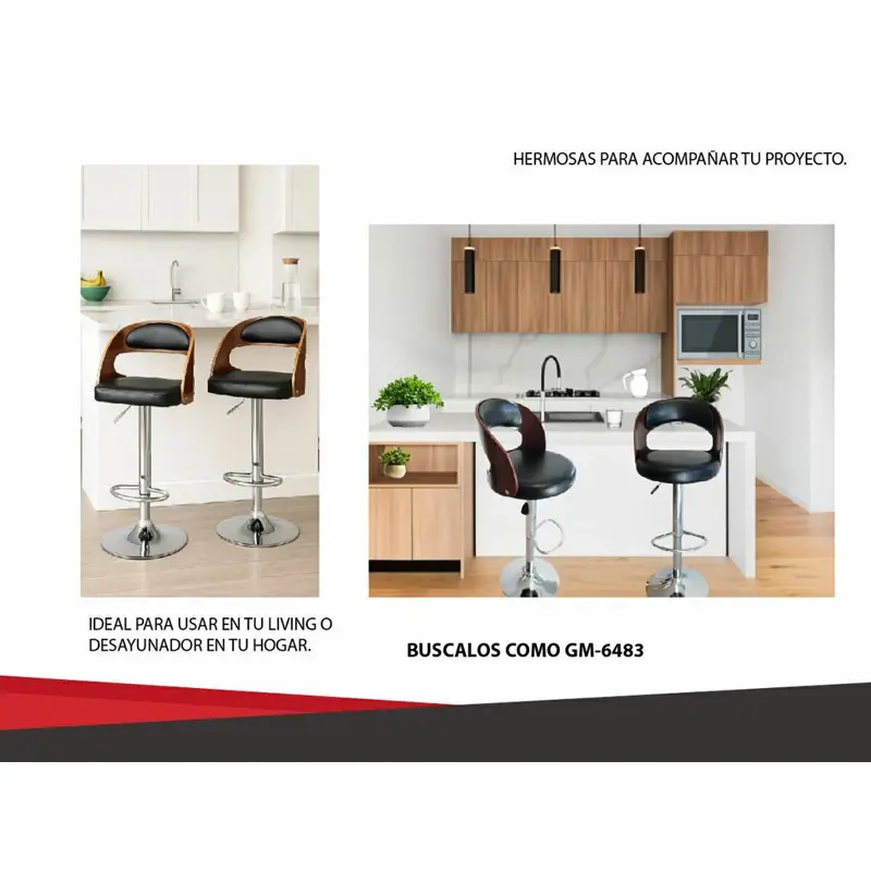 Banqueta Alta X2 Taburete Desayunador Madera Sillon Barra blanco