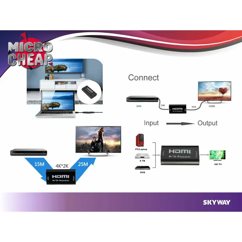 Extensor Alargue HDMI Directo 40 Metros 4K 2K Prolongador