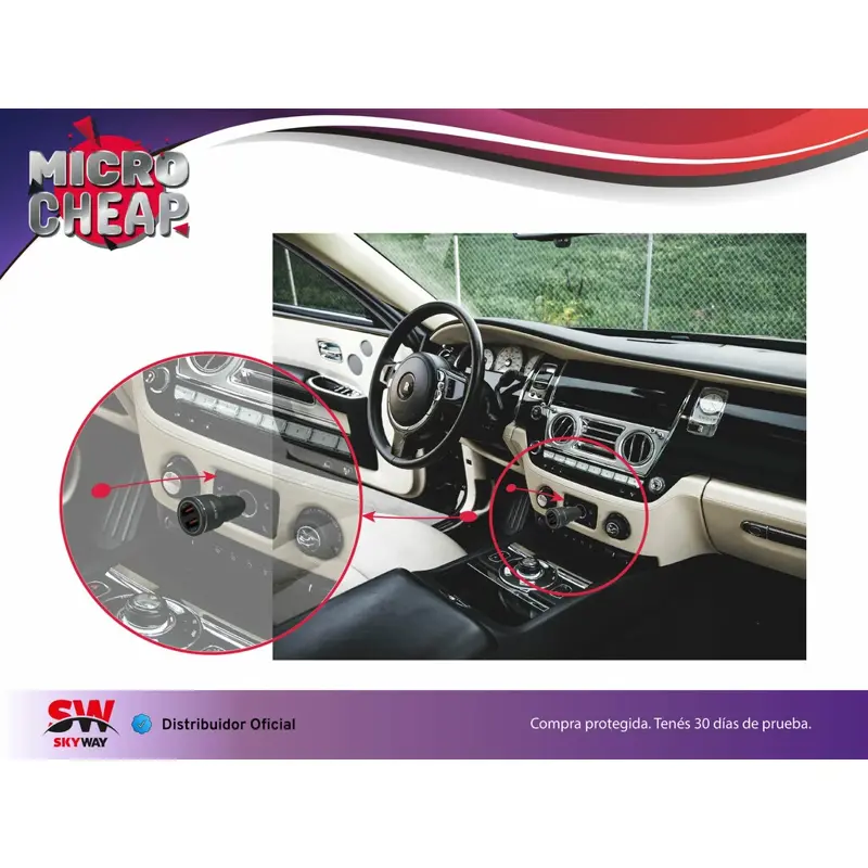 Cargador de Auto 2 Salidas Qc3.0 + Qc3.0 36W Carcasa