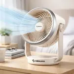Ventilador Dehuka Circulador De Aire Silencioso, Flujo Potente, Portátil A Batería Con Usb Beige
