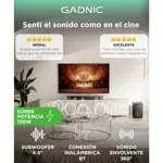Barra de Sonido Gadnic Nova 120 21 Canales Subwoofer 65” Conexión Inalámbrica 120W