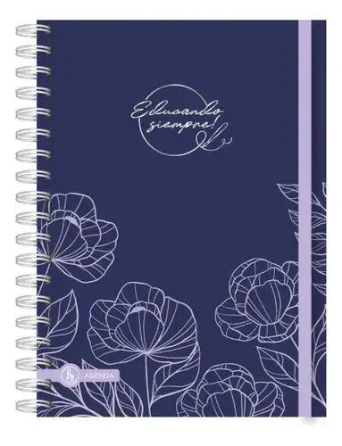 Agenda Docente 2027 15x21 Espiral Semanal Ry Azul Oscuro Flores 2027