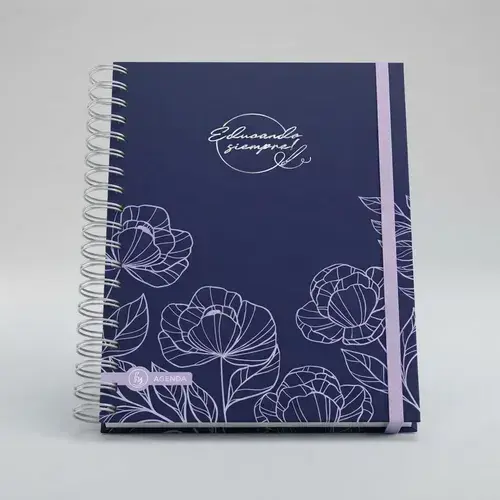 Agenda Docente 2027 15x21 Espiral Semanal Ry Azul Oscuro Flores 2027