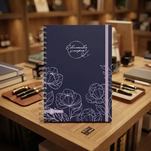 Agenda Docente 2027 15x21 Espiral Semanal Ry Azul Oscuro Flores 2027