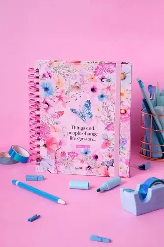 Agenda Premium Mariposa 2027 2 Dias X Pag 19x22 Punto Cero Rosa